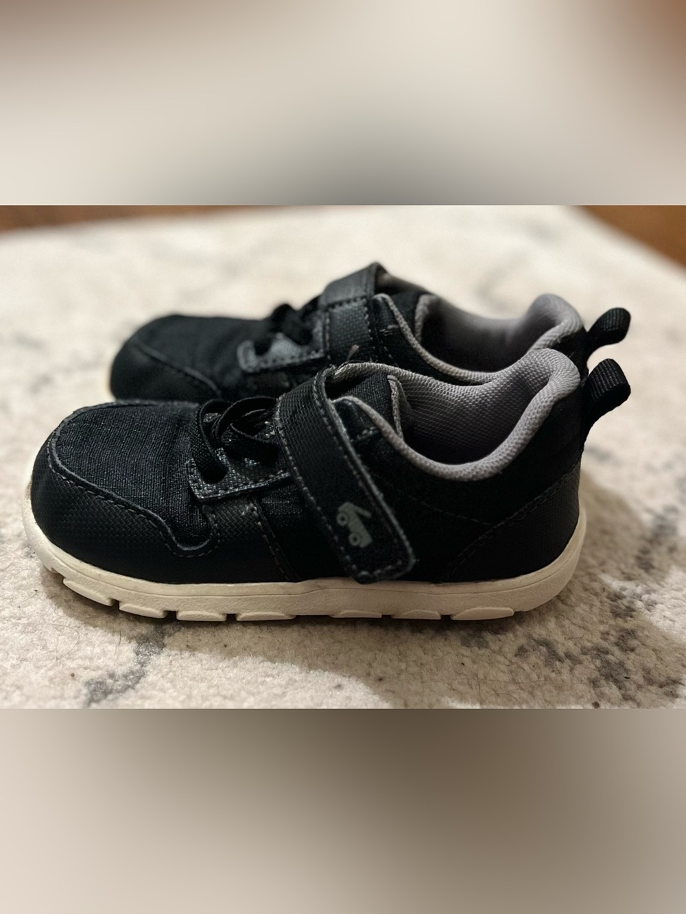 See Kai Run Black and White Kids Sneakers with Gray Lining